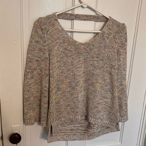LOFT Open Back Knit Multicolored Sweater